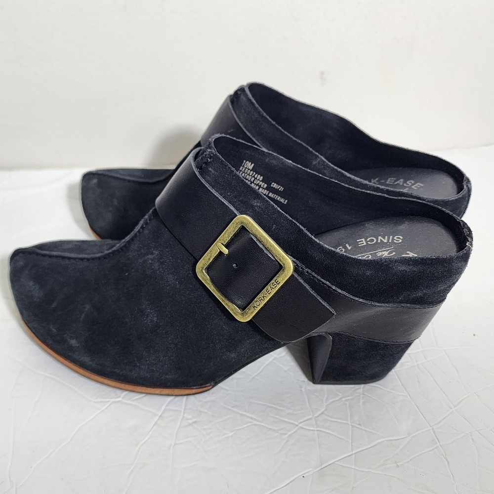 Kork-Ease Womens Shanaya Black Mules Size 10M Suede Shoes Closed Toe - Picture 2 of 9